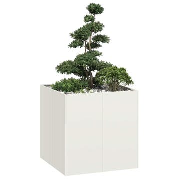 vidaXL Plantenbak 80x80x80 cm staal wit, Tuin en Terras, Bloempotten, Verzenden, Nieuw