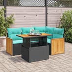 vidaXL 5-delige Loungeset met kussens poly rattan acacia, Verzenden, Loungeset