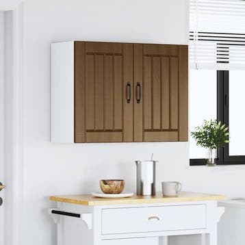 vidaXL Keukenbovenkast Lucca bewerkt hout bruin eikenkleur, Huis en Inrichting, Verzenden, Nieuw