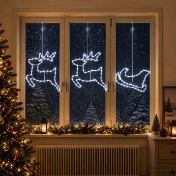 vidaXL Hert en slee kerstdecoratie LOVIISA 180 LEDs Koel, Verzenden, Nieuw