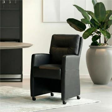Set van 8 Leren eetkamerstoelen Sharp - Granada Black, Ophalen of Verzenden, Nieuw, Leer