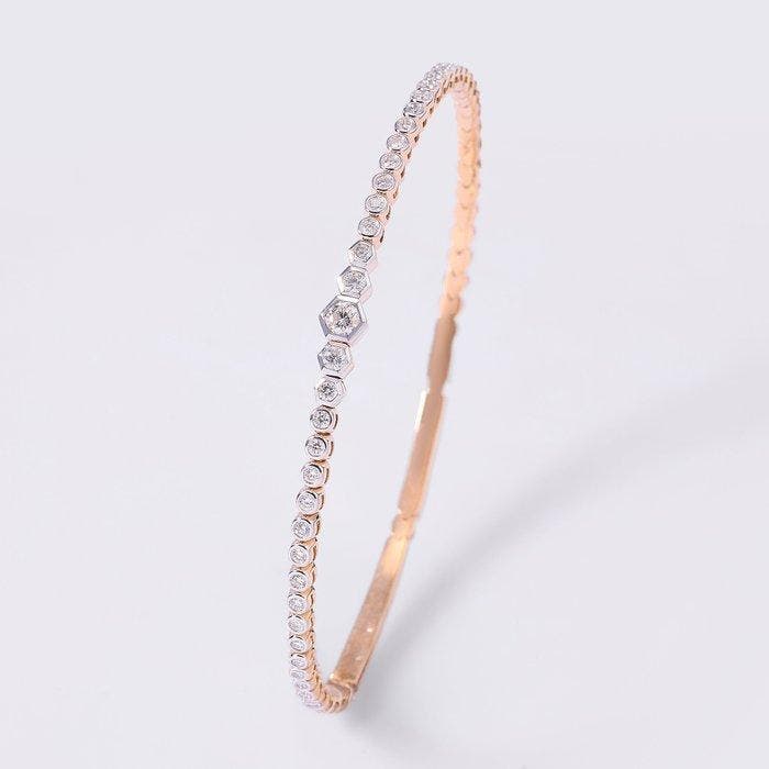 Armband - 14 karaat Geel goud - 1.04ct. tw. Diamant, Bijoux, Sacs & Beauté, Bracelets