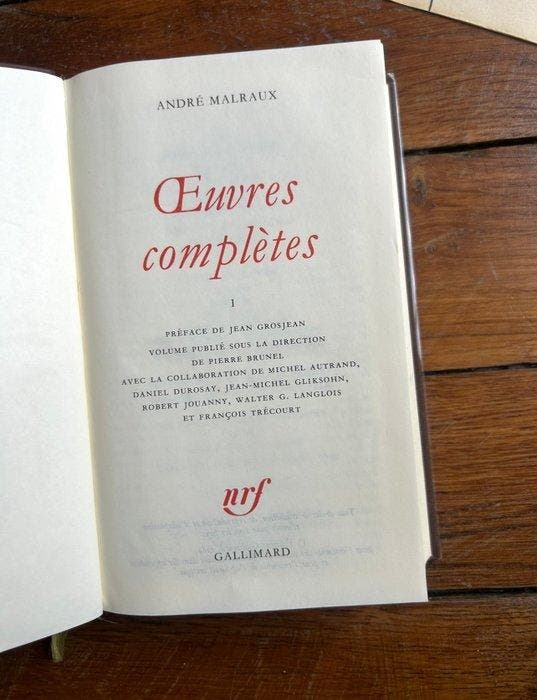 André Malraux - Œuvres complètes - 1989, Antiquités & Art, Antiquités | Livres & Manuscrits