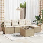 vidaXL Bankstel met kussen met opslag 6 pcs Beige en Crème, Verzenden, Nieuw