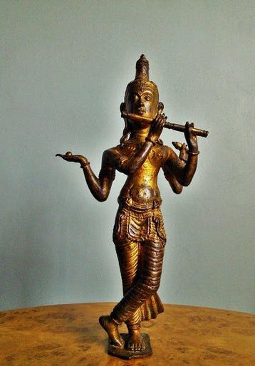 Krishna die de fluit (Bansuri) bespeelt (Zonder