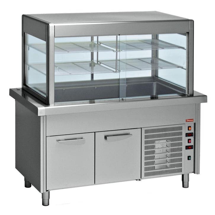 Element met kuip + gekoelde vitrine op gekoelde kast 6x GN 1, Zakelijke goederen, Horeca | Keukenapparatuur, Koelen en Vriezen