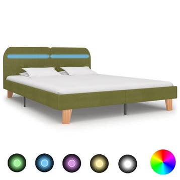 vidaXL Bedframe met LED zonder matras 150x200 cm groen, Verzenden