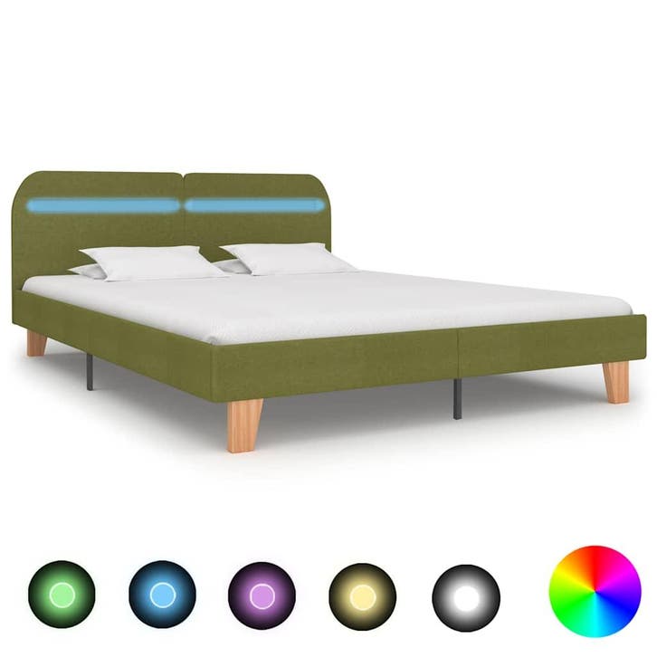 vidaXL Bedframe met LED zonder matras 150x200 cm groen, Maison & Meubles, Chambre à coucher | Lits, Envoi