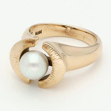 Ring - 14 karaat Geel goud Parel, Nieuw