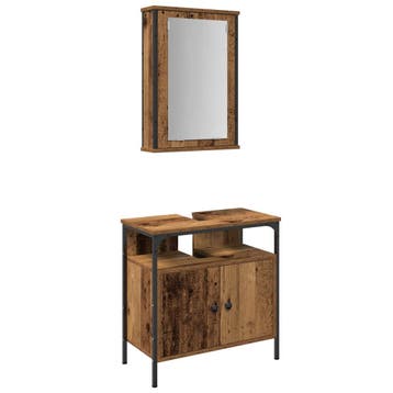 vidaXL Badkamermeubel Set met plank 2 pcs Bruin Bewerkt hout, Verzenden