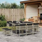 vidaXL 11-delige Tuinset met kussens poly rattan lichtgrijs, Verzenden, Nieuw, Tuinset