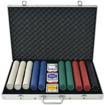 Pokerset 1000 chips | 47% af | Pak die retour deal, Vijf spelers of meer, Verzenden, Zo goed als nieuw