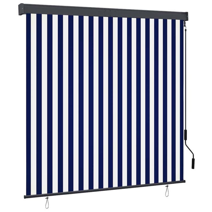 vidaXL Rolgordijn voor buiten 160x250 cm blauw en wit, Huis en Inrichting, Stoffering | Gordijnen en Lamellen, Nieuw, Verzenden