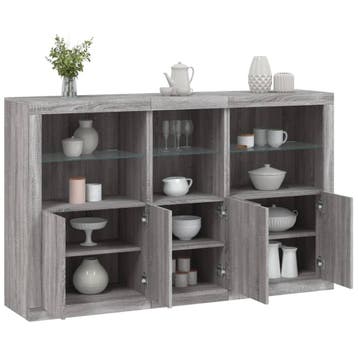 vidaXL Dressoir met LED-verlichting 162x37x100 cm grijs, Huis en Inrichting, Kasten | Dressoirs, Verzenden, Nieuw