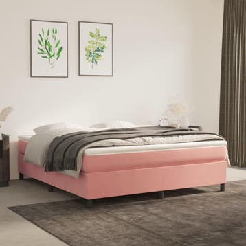 vidaXL Boxspring bed fluweel roze 160x200 cm, Verzenden, Nieuw