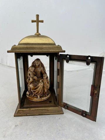 Vitrinekast - Metaal, Gips - Kapel met beeldje - 27 cm