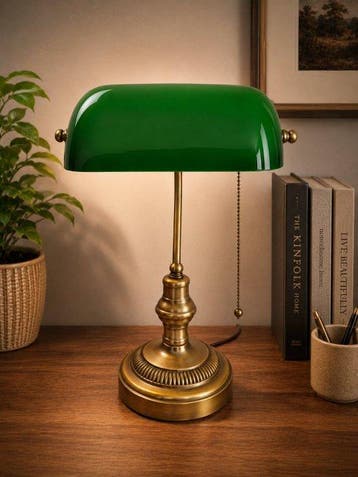 Bankierslamp - Verguld messing - bankier, Antiek en Kunst