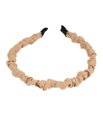 Haarband Diadeem 1cm – Glitter Steentjes – Gerimpelde Stof –, Nieuw
