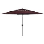 vidaXL Parasol 3-laags met aluminium paal 3,5 m bordeauxrood, Verzenden, Nieuw