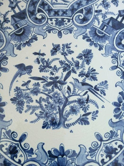 Oud Delft - Assiette murale - Ø 37 cm - Faïence - grand, Antiquités & Art, Antiquités | Verre & Cristal