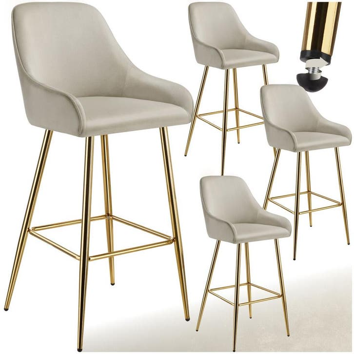 Barkruk Avane met rugleuning, gestoffeerd, fluweeloptiek, Maison & Meubles, Tabourets de bar, Envoi