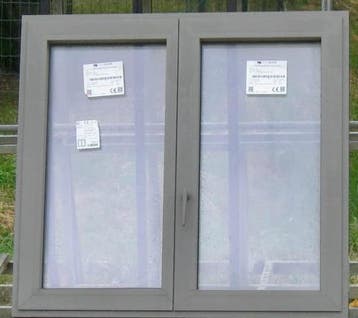 aluminium raam , chassis , venster 114 x 107 kwartsgrijs, 75 tot 150 cm, Raamkozijn, Ophalen of Verzenden, Inclusief glas