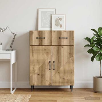 vidaXL Dressoir Artisanaal eiken 66 x 34,5 x 89,5 cm Bewerkt, Huis en Inrichting, Kasten | Dressoirs, Verzenden, Nieuw