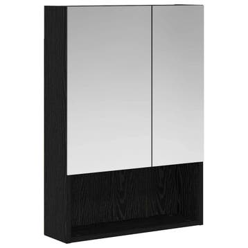 Spiegelkast Zwart Eiken | 46% Korting | Retour deal, Spiegelkast, Verzenden, 50 tot 100 cm, Zo goed als nieuw