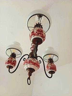 Plafondlamp - Opaline glas - Art Nouveau, porselein, Antiek en Kunst