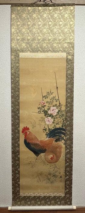 De Gelukkige Haan en Hen - Signed Yasutake  - Japan -, Antiek en Kunst