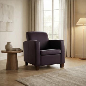 Leren fauteuil Joy - Toledo Merlin (donkerpaars) - Poten, Maison & Meubles, Ophalen of Verzenden