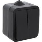 Q-LINK Dubbele Serieschakelaar 2-knoppen Mat Zwart IP54, Verzenden, Nieuw