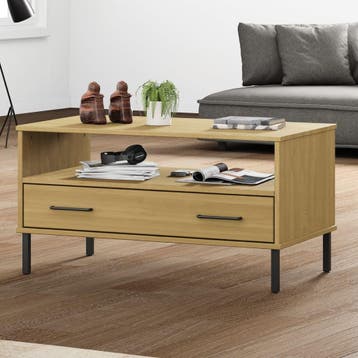 vidaXL Salontafel met metalen poten OSLO 85x50x45 cm hout, Verzenden, Nieuw
