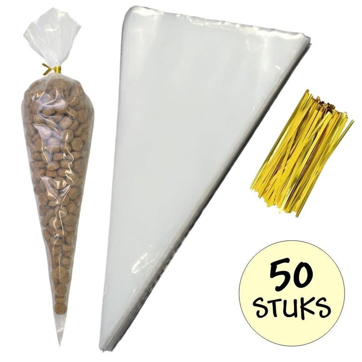 Fako Bijoux - 50x Puntzak Polyethyleen - 37x18cm - Traktatie, Diversen, Cadeauverpakkingen, Verzenden