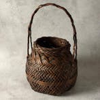 Vaas - Bamboe - Japan - Grote handgemaakte bloemmand (Zonder, Antiek en Kunst