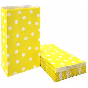 Fako Bijoux - 50 Gele Uitdeelzakjes Met Stippen - 13x8x24cm, Verzenden