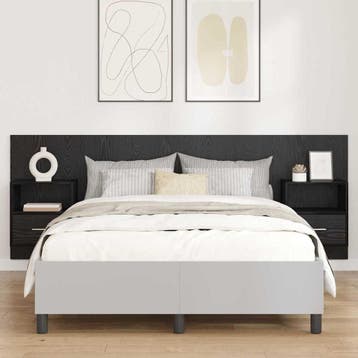 vidaXL Hoofdeinde Met Kast met lade 3 pcs Zwart Eiken, Verzenden