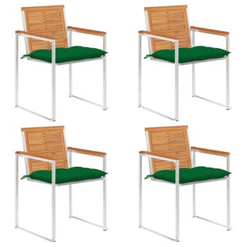 vidaXL Tuinstoelen 4 st met kussens massief acaciahout, Tuin en Terras, Tuinstoelen, Verzenden, Nieuw