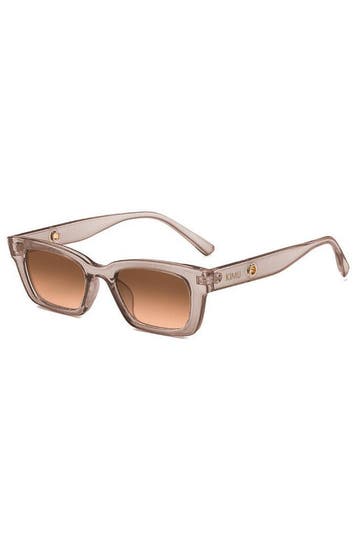 KIMU® Zonnebril Rechthoekig IKO Taupe Transparant Montuur Br, Ophalen of Verzenden, Nieuw, Bruin