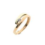 Bicolor gouden solitair ring met zirconia, Handtassen en Accessoires, Ringen, Gebruikt, Overige kleuren, Ophalen of Verzenden