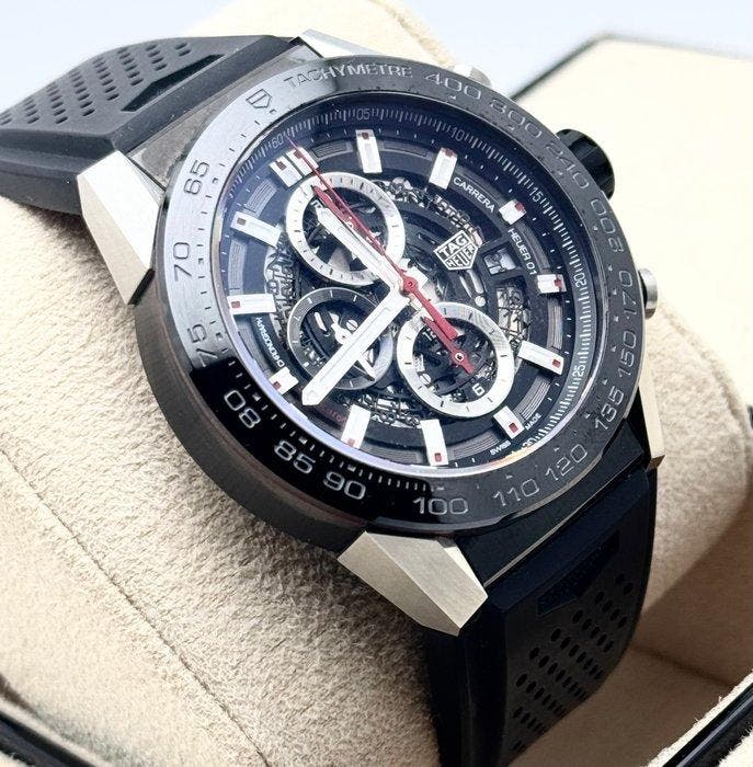 TAG Heuer - Carrera Calibre Heuer 01 - CAR2A1Z - Homme -, Handtassen en Accessoires, Horloges | Antiek