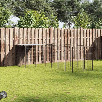 vidaXL Hondenkennel 4,84 m² staal zwart, Verzenden, Nieuw