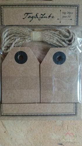 Labels en jute 4,5x7,5 cm zak 20 stuks, Nieuw