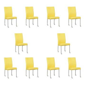 Set van 10 Leren eetkamerstoelen Comfort met wieltjes -, Huis en Inrichting, Stoelen, Ophalen of Verzenden, Nieuw, Leer, Eén