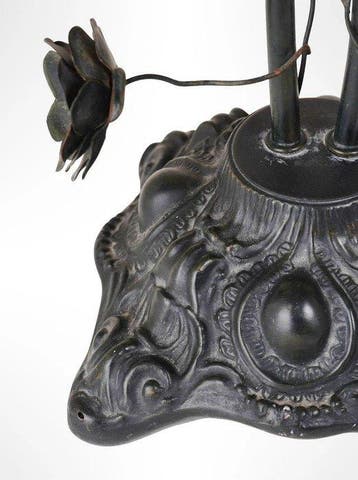 Lampe - Opaline, Fer forgé - Lampe art déco années 30