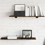 vidaXL Wandschappen 4 st 80x20x1,5 cm bewerkt hout gerookt, Verzenden, Nieuw