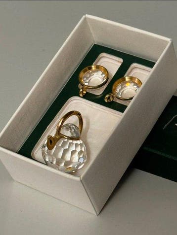 Swarovski - Beeldje - Tea Set Gold - Kristal, Metaal