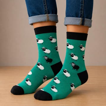 Sokken Katoen - Schaap Print - Zwart Wit Groen - Maat 38-45, Kleding | Dames, Sokken en Kousen, Nieuw