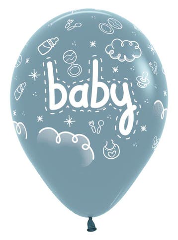 Ballonnen Baby Pastel Dusk Blue 30cm 25st, Verzenden, Nieuw