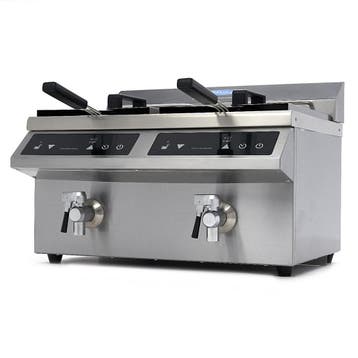 Frituurpan - 2x 8 L - 2 Manden - met Tapkraan - Inductie, 4 liter of meer, Verzenden, Nieuw, Duo-friteuse
